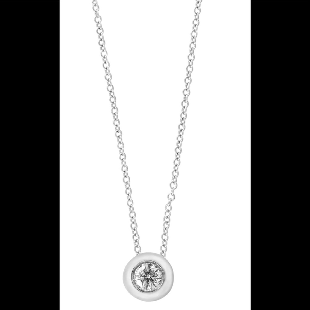 EFFY NWOT 14K White Gold Bezel Diamond Pendant Necklace - 0.20 ctw